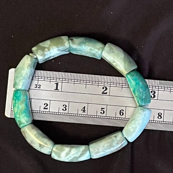 Natural Amazonite Stretch Bracelet – 8.5 Inch Circumference - Picture 5 of 5